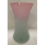 VASART PINK & GREEN GLASS VASE 26CMS TALL