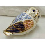 ROYAL CROWN DERBY OWL PAPER WEIGHT WITH CERAMIC SEAL