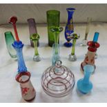 SELECTION OF VARIOUS COLOURED GLASS VASES