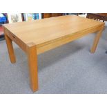21ST CENTURY OAK DINING TABLE ON SQUARE SUPPORTS