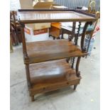 19TH CENTURY ROSEWOOD 3 TIER WHAT - NOT WITH DRAWER TO BASE & SHAPED & BARLEY TWIST COLUMNS ON