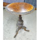 19TH CENTURY WALNUT CIRCULAR OCCASIONAL TABLE WITH CARVED COLUMN & SPREADING SUPPORTS