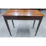 19TH CENTURY MAHOGANY SIDE TABLE ON SQUARE SUPPORTS