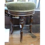 LATE 19TH CENTURY REVOLVING PIANO STOOL ON TURNED SUPPORTS Condition Report: age