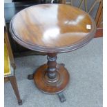 19TH CENTURY MAHOGANY CIRCULAR WINE TABLE WITH TURNED COLUMN & SPREADING FEET Condition