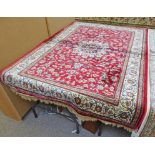 RED GROUND KASHMIR SHAHBAZ MEDALLION DESIGN,