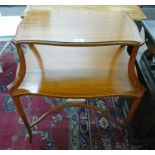 LATE 19TH CENTURY INLAID SATINWOOD 2-TIER ETAGERE ON SQUARE TAPERED SUPPORTS Condition