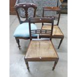 3 19TH CENTURY MAHOGANY DINING CHAIRS ON TURNED SUPPORTS