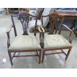 PAIR OF 19TH CENTURY MAHOGANY OPEN ARMCHAIRS ON SQUARE SUPPORTS