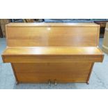 LATE 20TH CENTURY TEAK UPRIGHT OVERSTRUNG PIANO BY ROGERS