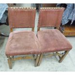 SET OF 6 EARLY 20TH CENTURY OAK DINING CHAIRS ON SQUARE SUPPORTS