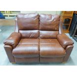 4 PCE PARKER KNOLL BROWN LEATHER SUITE, SETTEE,