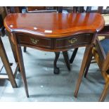 20TH CENTURY INLAID MAHOGANY 1/2 MOON TABLE WITH 2 DRAWERS Condition Report: 72