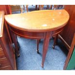 20TH CENTURY MAHOGANY TURN-OVER CARD TABLE ON SQUARE SUPPORTS