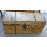 19TH CENTURY DEER SKIN COVERED DOME TOP TRUNK 76CM WIDE