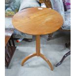 LATE 20TH CENTURY YEW WOOD WINE TABLE ON TURNED COLUMN