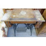 OAK CASED TREADLE SINGER SEWING MACHINE