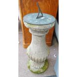 STONEWARE GARDEN SUNDIAL Condition Report: concrete, moss on bottom rim,