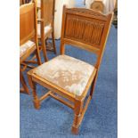 20TH CENTURY SET OF 6 OAK DINING CHAIRS WITH TURNED SUPPORTS INC 2 ARMCHAIRS