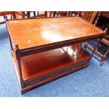 20TH CENTURY MAHOGANY COFFEE TABLE WITH UNDERSHELF & 2 DRAWERS