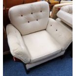 ARTS & CRAFTS STYLE SETTEE WITH BERGERE PANELS & MATCHING ARMCHAIR