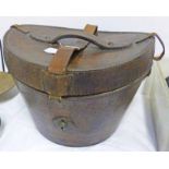 LEATHER HAT BOX, PAPER LABEL TO BASE "KIRSOP & SON, HATTERS,