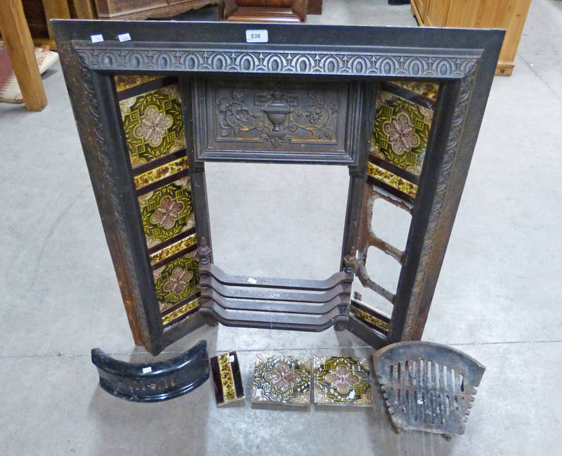 CAST IRON FIRE INSERT WITH DECORATIVE TILES