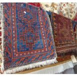 RED AND BLUE EASTERN RUG 109 x 47CM & MAROON BROWN AND GREEN EASTERN RUG 106 X 51CM -2-