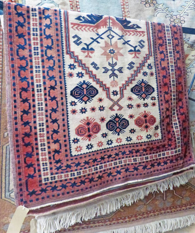 CREAM RED & BROWN EASTERN RUG 185 X 102CM