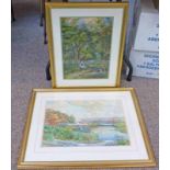 2 GILT FRAMED WATERCOLOURS