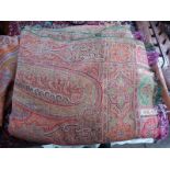 PAISLEY SHAWL WITH RED AND GREEN DECORATION Condition Report: one half of the shawl