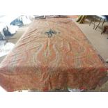 GREEN AND RED PAISLEY SHAWL 330 X 160CM Condition Report: overall good condition.