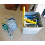 METAL CONTAINER OF HAND / GARDEN TOOLS WITH 2 WATERING CANS