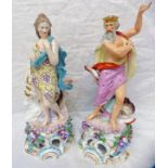 PAIR OF 19TH CENTURY CONTINENTAL PORCELAIN FIGURES OF EUROPA & NEPTUNE,