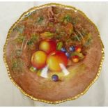 ROYAL WORCESTER FRUIT PAINTED PLATE DECORATED WITH CHERRIES & APPLES SIGNED J COOK.