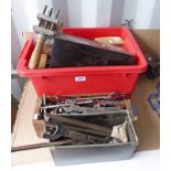 3 BOXES OF WOOD WORKING TOOLS AND SPANNERS