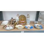 NAO FIGURE OF YOUNG GIRL WITH SLATE, FRIEDEL FIGURE OF BOY WITH GOOSE, CONTINENTAL PORCELAIN DISHES,