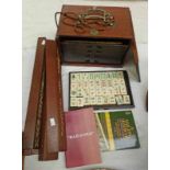 BOXED MAJONG SET WITH FIVE DRAWERS,