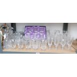 SET OF 6 EDINBURGH CRYSTAL WHISKY GLASSES, CRYSTAL DECANTERS, WATER JUG,