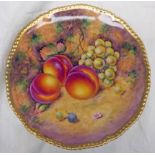 ROYAL WORCESTER FRUIT PAINTED PLATE DECORATED WITH PEACHES,