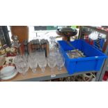 TENNENTS ADVERTISING MIRROR, CUTLERY, CRYSTAL GLASSES & DECANTERS,