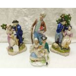 PAIR OF 19TH CENTURY FIGURAL GROUPS 'FAREWELL' & 'RETURN' & TWO OTHER FIGURAL GROUPS