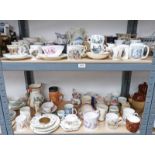 A GOOD SELECTION OF COMMEMORATIVE CHINA FROM QUEEN VICTORIA TO PRESENT DAY OVER TWO SHELVES