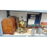 SINGER SEWING MACHINE, PLATED COFFEE POT WITH INSCRIPTION, DAWNPOSE VOLUNTEER RIFLES, TANKARDS,