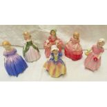 SIX SMALL ROYAL DOULTON FIGURES ' ROSE HN 1368 'PENNY' HN 2338 ,