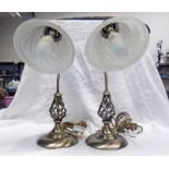 PAIR OF 21ST CENTURY TABLE LAMPS WITH ORNATE TWISTED STEMS