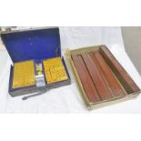 LEATHER CASED MAH-JONG SET WITH BOARDS Condition Report: case lock is damaged and