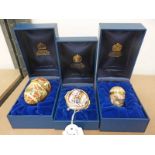 3 CASED HALCYON DAYS ENAMEL BOXES CHRISTMAS 1994,