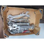 SELECTION OF SPANNERS WITH TIN SNIPS ETC