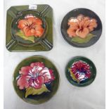 FOUR MOORCROFT POTTERY TRINKET DISHES